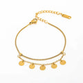 High End 18K Gold Plated Stainless Steel Dot Wafer Double-Layer Bracelet Trendy Women's Bangle Parties Gifts Wholesale Jewelry