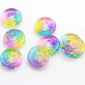 15mm Gradient Rainbow Color 4 Holes Glitter Gold Star Resin Sewing Buttons Flatback Cabochon Scrapbooking DIY Craft Making