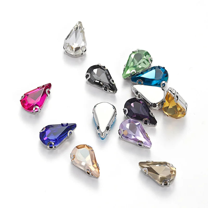 Factory Wholesale 5-8mm Crystal Claw Fitting Rhinestone DIY Handmade Jewelry Materials Teardrop Sew on Rhinestone