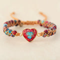 Minimalist Hot Sell Woven Bracelets Double Layer Woven Bracelets Adjustable Emperor Stone Heart Bracelet