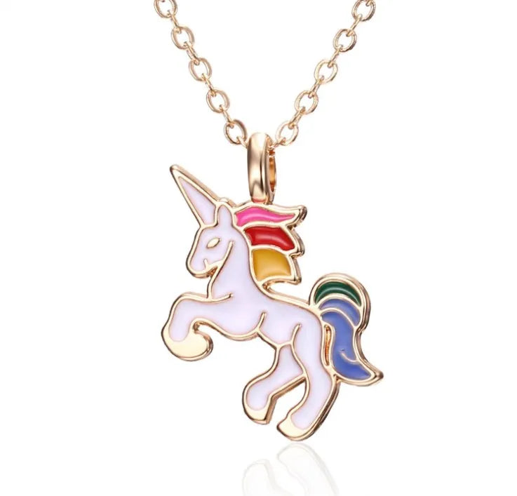 Fashion Unicorn Pendant Necklace Best Friends Kawaii Cute Necklace Golden Chain Choker for Women Girls Gifts
