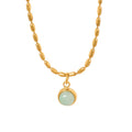 Hot Selling Natural Stone Round Pendant 316l Stainless Steel Women's Necklace Jewelry