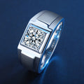 GRA Certified Moissanite Rings Wedding Engagement White Gold Plated Moissanite Mens Ring in Sterling Silver