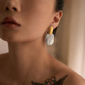 Dazan New Ins Trendy 18k Pvd Gold Plated Stainless Steel Boho Irregular Striped Pendant Earrings Cowgirl Jewelry Christmas Gift