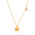 Hot Selling Stylish INS 18K Gold Plated Stainless Steel Zircon Stone Chain Necklace With Trendy Casting Flower Pendant for Women