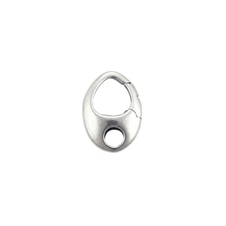 Fine Made S925 Sterling Silver Teardrop Triggerless Hinged Clasp Oval Bead Lock Push Gate Connector for Necklace Jewelry