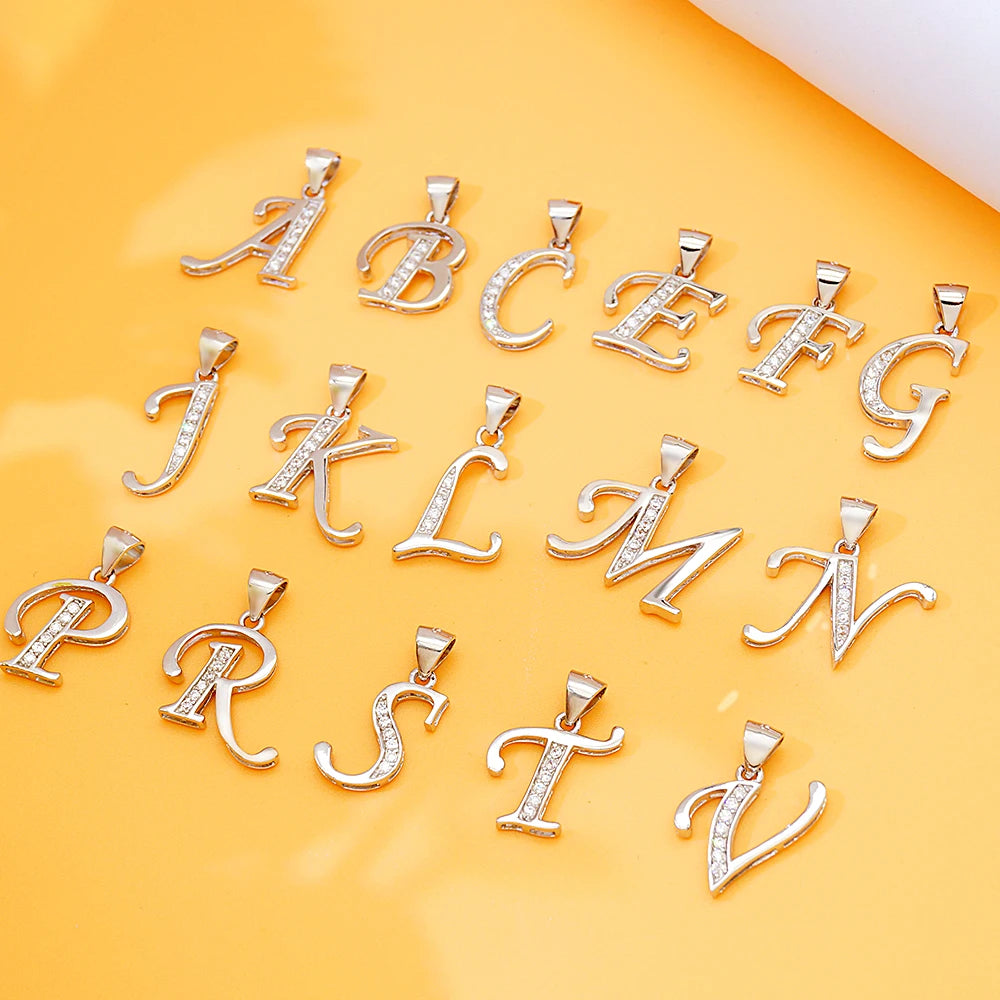 Silver Alphabet Initial Letter Pendant Necklace love A-z 26 Letters Pendant Necklace Jewelry for Women