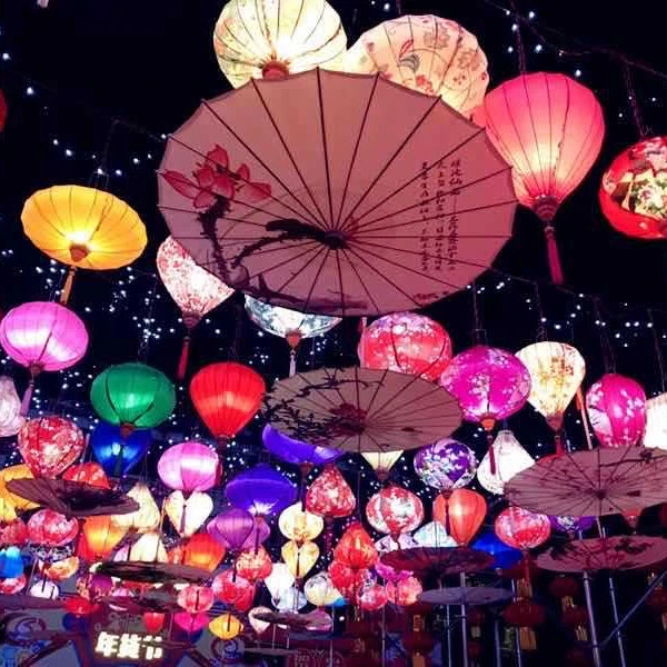 Y-Z035 Wholesale Chinese Fabric Lantern Light Decorative 12 Inch Vietnamese Foldable Lighted Hanging Fabric Lanterns