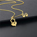 Hot Selling 18K Gold Plated Stainless Steel Fresh Flower Necklace Set Trendy Fashionable Women's Accessory Small Size Wholesale