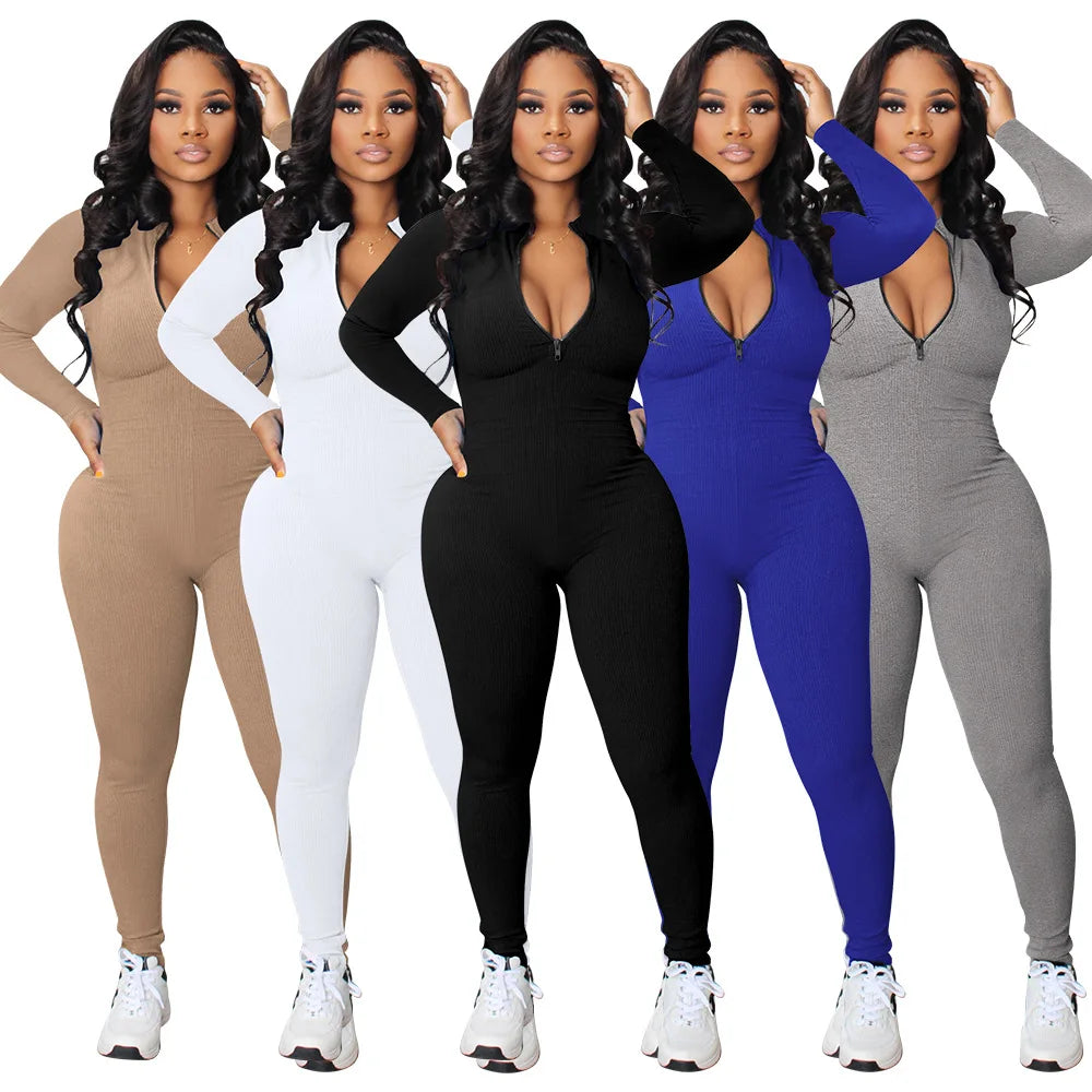 Women's High Quality Solid Color Zipper Cardigan Jumpsuit Custom Logo Sportswear for Training Jogging Casual Style for Spring