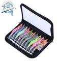 10pcs 145mm 20.5g MultiColor Jig Shrimp Squid Hook Fishing Lure Set With Tackle Bag