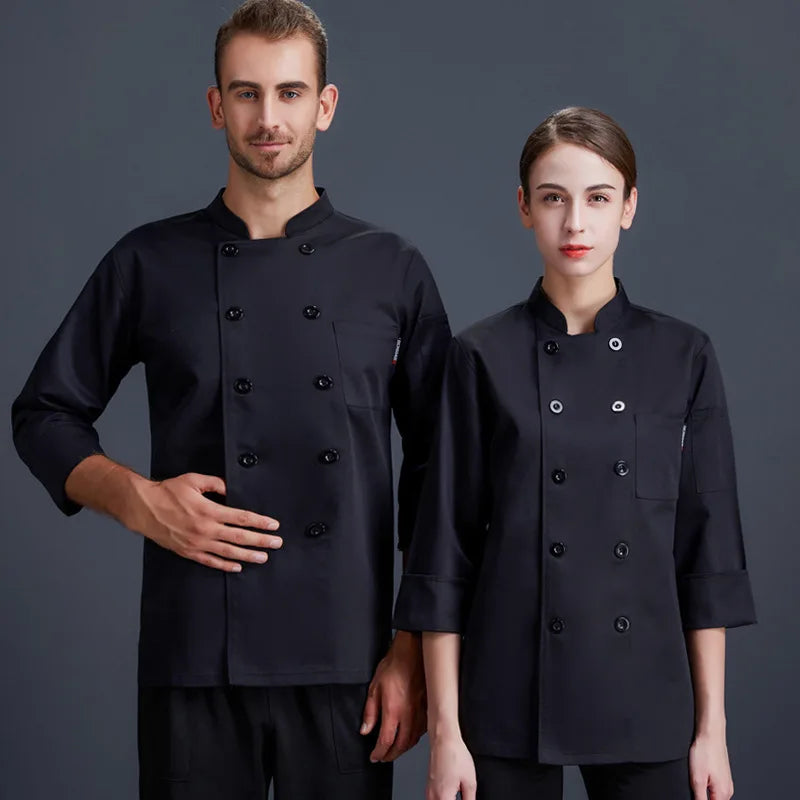 New Chef Work Clothes Men Long-sleeved Hotel Coat Chef Jacket Women After Dining Kitchen Uniform Custom logo Cooking Uniform