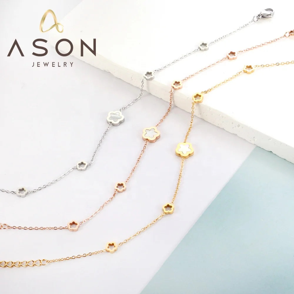 Ason Waterproof Fashion Hot Sale Wholesale Bracelet Stainless Steel Peach Blossom Bracelet for Women