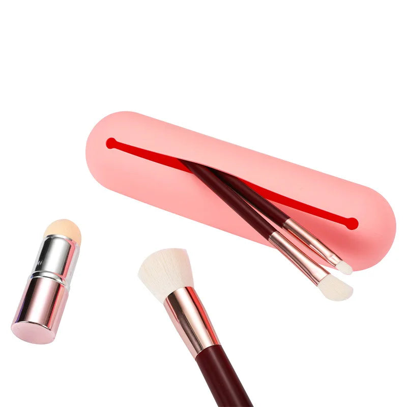 HZ Large Capacity Travel Cosmetics Bag Cross-Border Popular Matte Silicone Makeup Brush Storage Box Thickened Non-Deformable