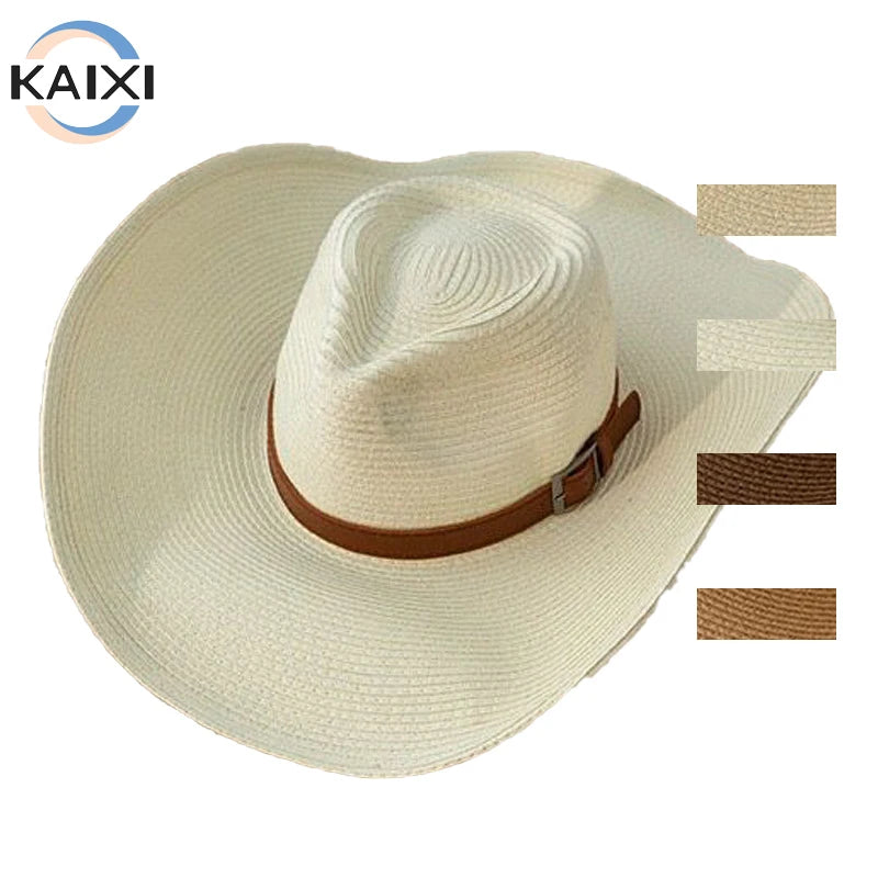 Hot-selling Super Large Wide Oversized Brim Men's Beach Summer Sunshade Denim Hat and Outdoor Straw Hat
