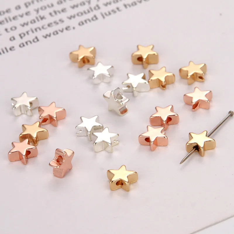 Wholesale Fashion Copper DIY Jewelry Accessories Star Beadsimitation Gold Plating.8 mm Hole1.8mm