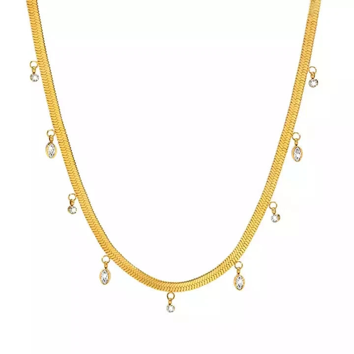New Arrival Stainless Steel Necklace Jewelry Cubic Zirconia Pendant Snake Choker Necklace for Women