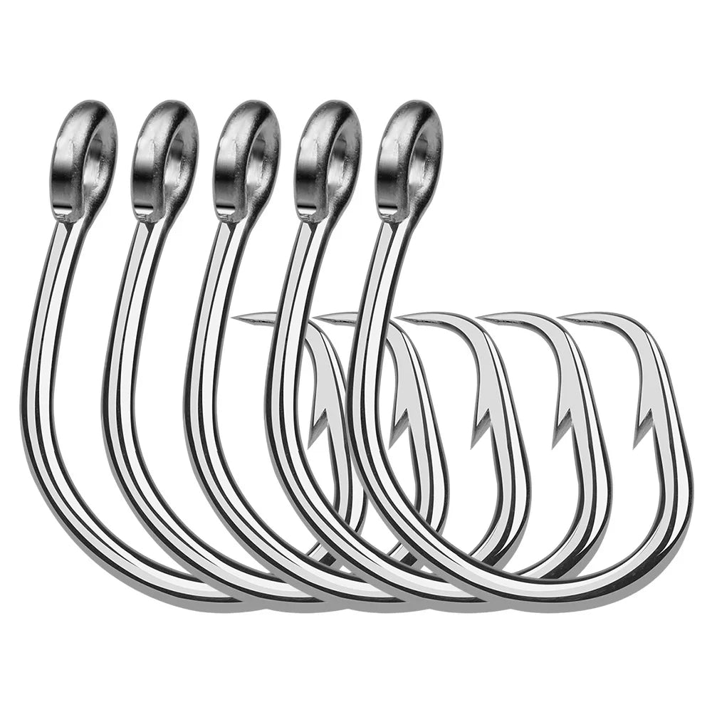 WEIHE 13/0-16/0# 5pcs  Proberos Brand Fishing Hooks Black Color Octopus/Circle Sport Circle Fish Hook