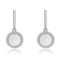 925 Sterling Silver Simple Fashion Round Circle Full Diamond Shell Stud Earrings Rhodium Plated for Women Girls for Anniversary
