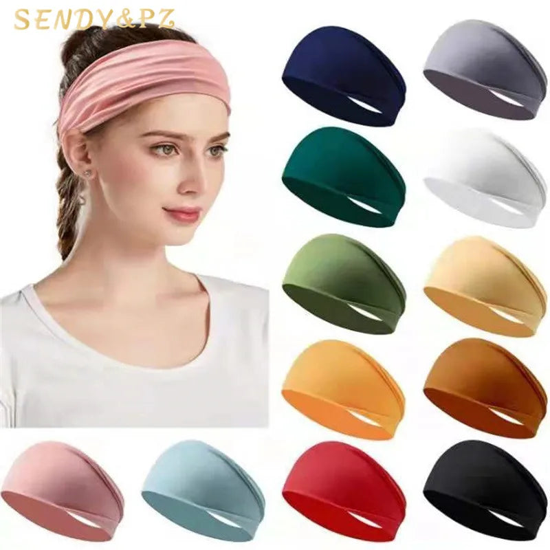 Simple Solid Color Sports Sweat-absorbing Cotton Hairband Men Women Running Yoga Fitness Elastic Headband Hair Accessories