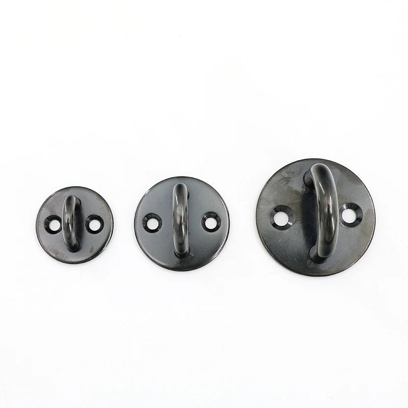 Black Pad Eye Plate Staple Ring Ceiling Hook Loop U-Shaped Design Wall Mount Hanger
