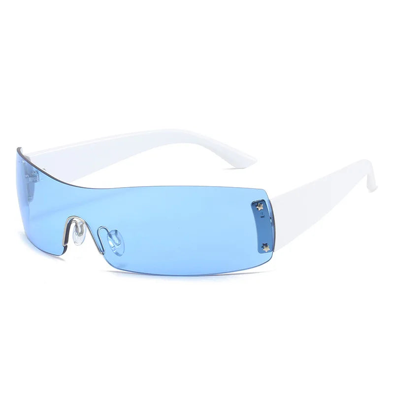 One Piece Luxury Rimless Y2K Eyeglasses Women Brand Designer Sun Glasses Eyewear Fashion Frameless Rectangle Punk Sunglasses