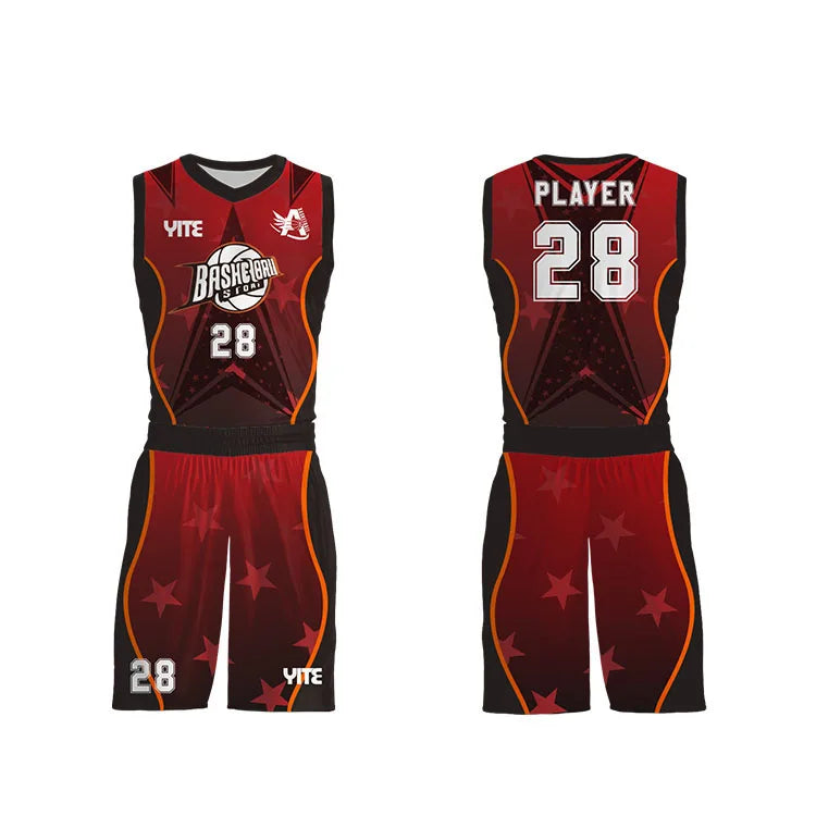 Custom Men's Basketball Jerseys Summer Short Sleeve Breathable Quick Dry Reversible Heat-Transfer Printed Jerseys