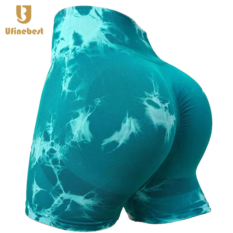 Compression Ropa Deportiva Para Mujer Yoga Seamless Tie Dye Scrunch Butt High Waist Running Marble Women Gym Biker Shorts