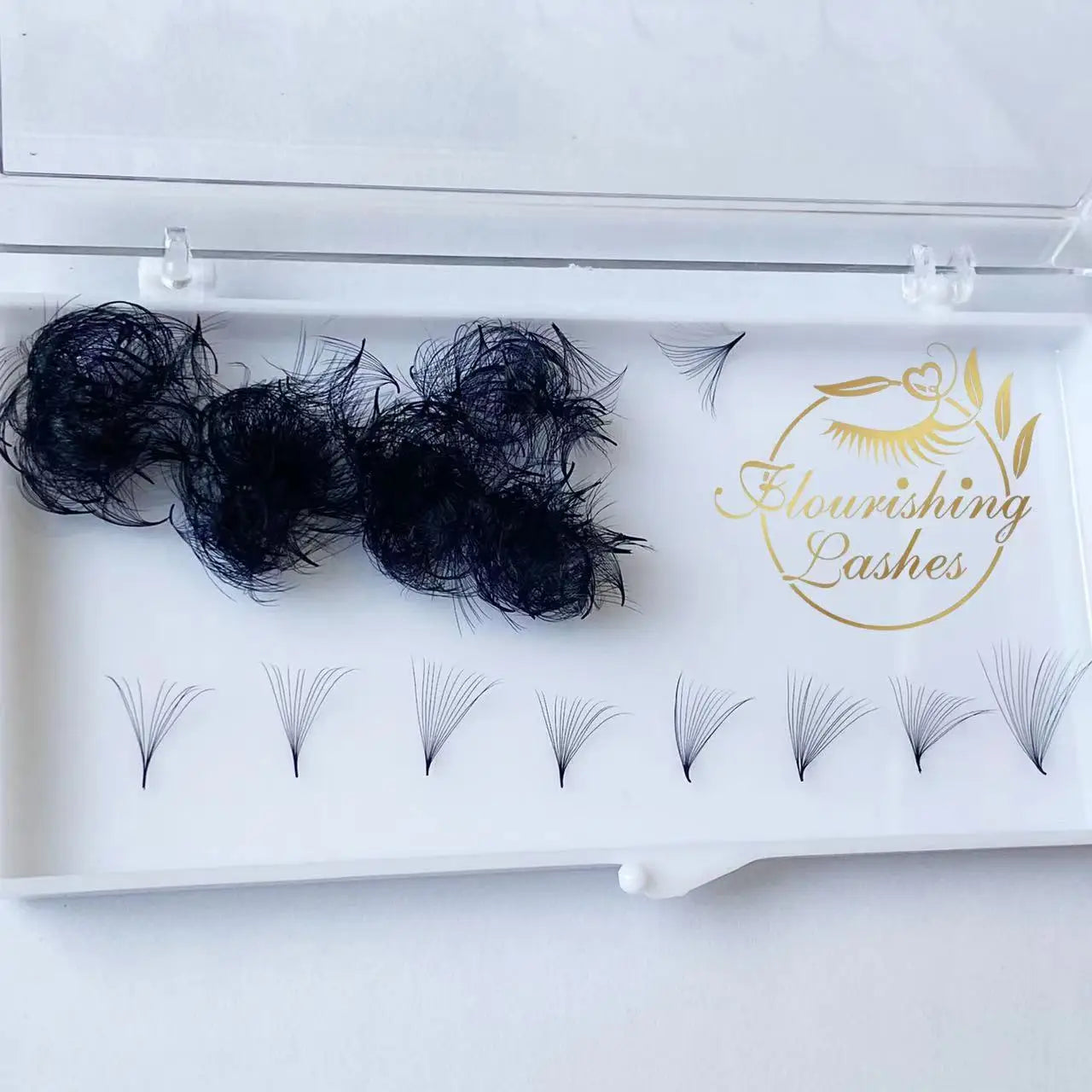 Flourishing Lashes Handmade Premade Volume Fans 3D 20D 0.03 0.05 0.07 Eyelash Extensions Natural Long Top Korean PBT Fibers
