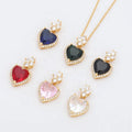 New Trend Elegant 24k Golden Plated Heart Stone Necklace Pendant Stone Women Brass Jewelry