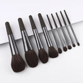 New Arrival 9 Pieces Silver Custom Wholesale Professional Makeup Brush Set Shadow Brush Blush Loose Powder Concealer Brush