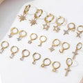High Quality Fashion Pendant Earrings Baguette Cross Star Luxury 925 Silver Gold Plated Cubic Zircon Dangle Earrings Hoop