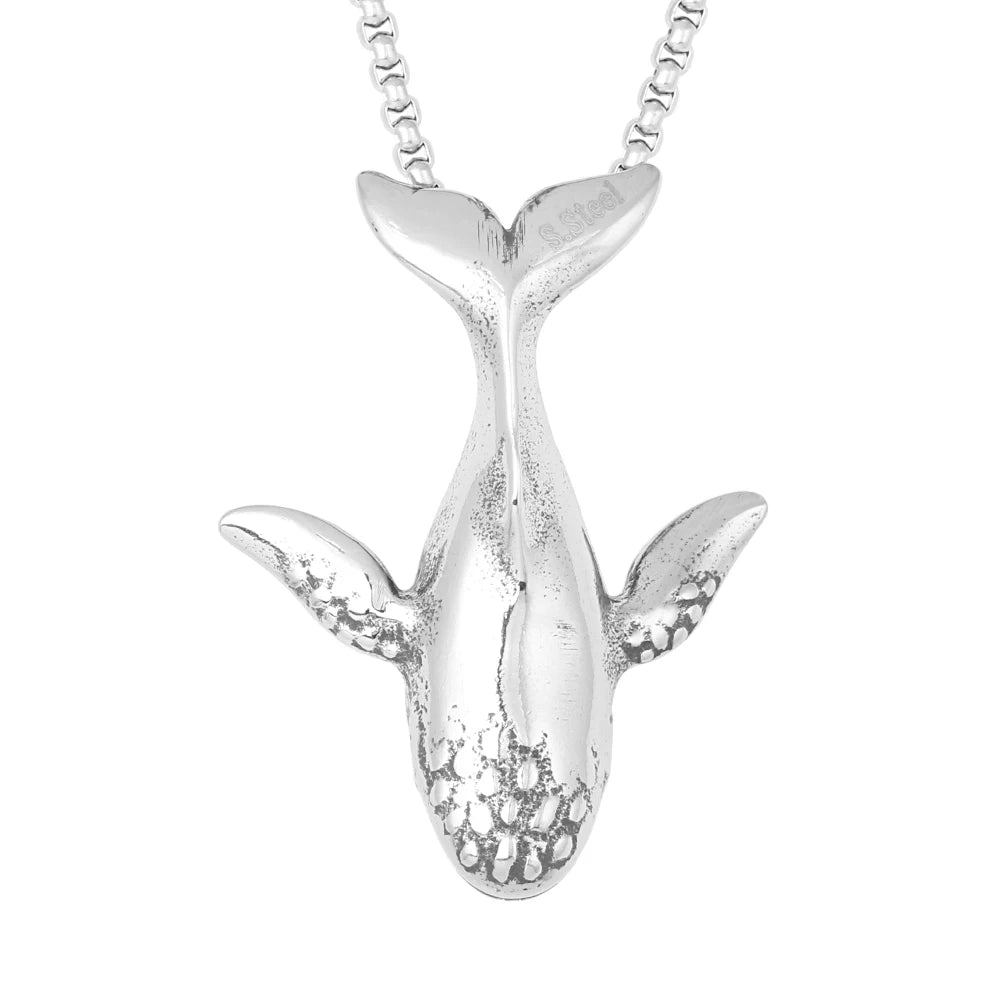 Wholesale Custom Minimalist Creative Design Jewelry Vintage Stainless Steel Whale Charm Pendant Necklace