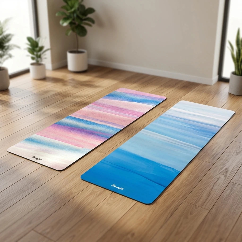 Art Customised Dual High Density Sublimation Fold RPET Yoga Mats Made From Recycled Plastic Bottles Materials