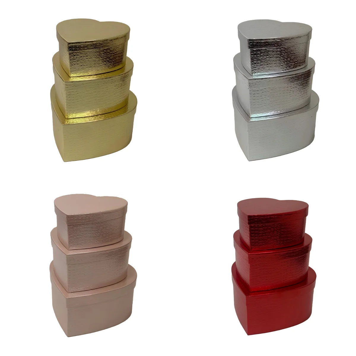 Stock (customizable) Metal Paper Flower Bucket Set 3 Heart Flower Gift Box Heart Flower Box Gift Packaging Box Packing for Gifts
