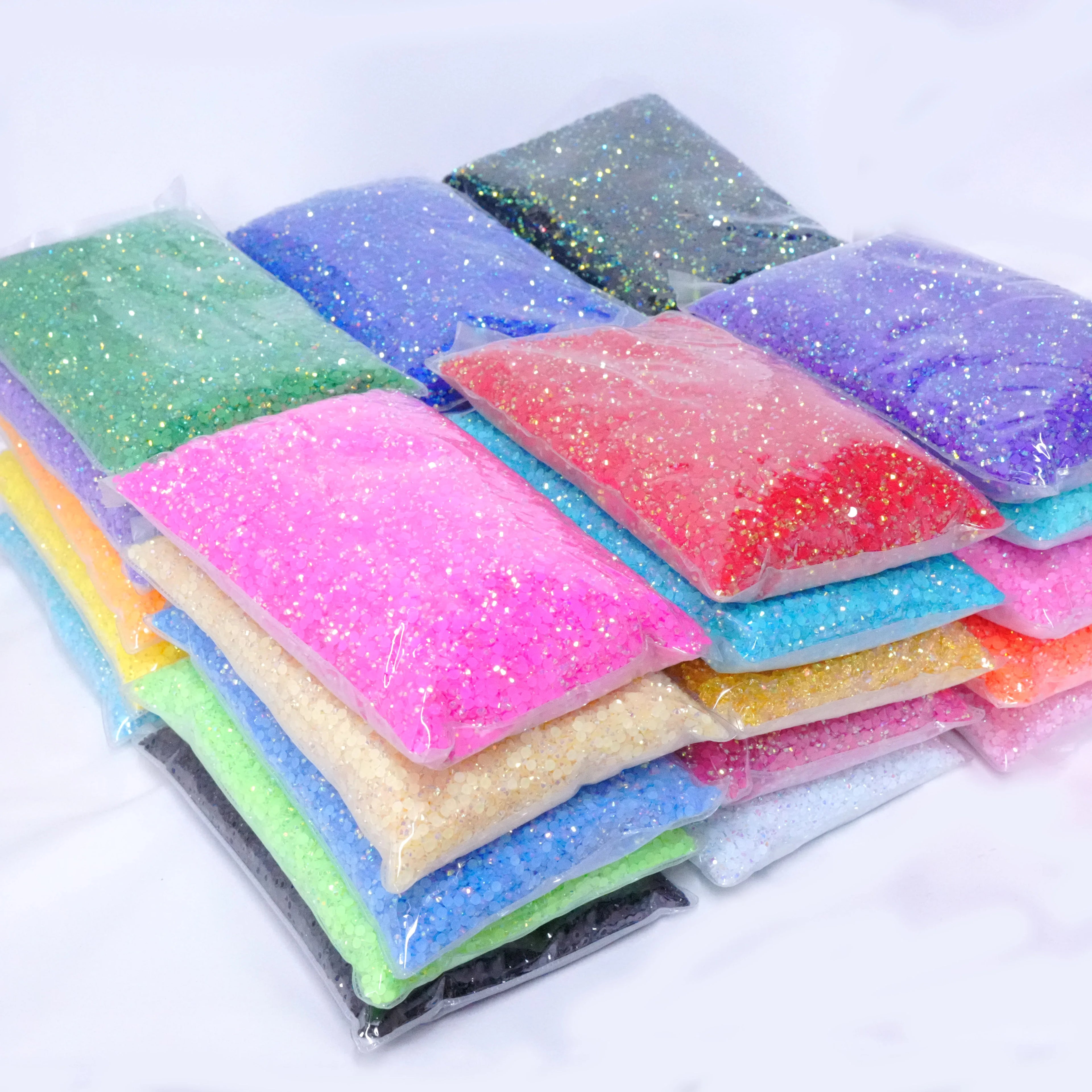 XULIN Wholesale Flatback Plated Transparent Jelly Color 100Kinds Color 3mm 4mm 5mm Jelly AB Resin Rhinestone for Decoration Diy