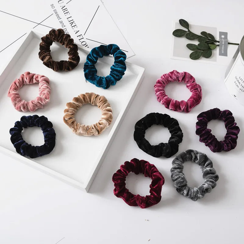 6cm Small Velvet Hair Scrunchies Kids Elastic Hair Bands Ponytail Holders Hair Ties for Winter Autumn Wholesale Accessories