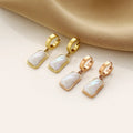 Vintage Stainless Steel 18k Gold Plated Geometric Dangle Artificial Pearl Beads Charm Drop Earring Unisex Fashion