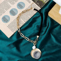 TongLing European Geometric Pendant Necklace Ladies Fashion Geometric Round Necklace for Daily Life