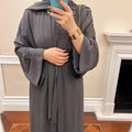 Turkey Dubai Solid Color Two Piece Set Polyester Abaya Women Big Size Muslim Dress Kaftan Long Sleeve Four Season