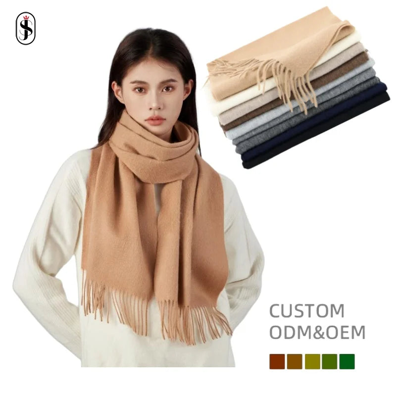 Cross-Border 100% Wool Scarf and Shawl Autumn Winter High-End and Versatile for Women and Men Wholesale for Adults