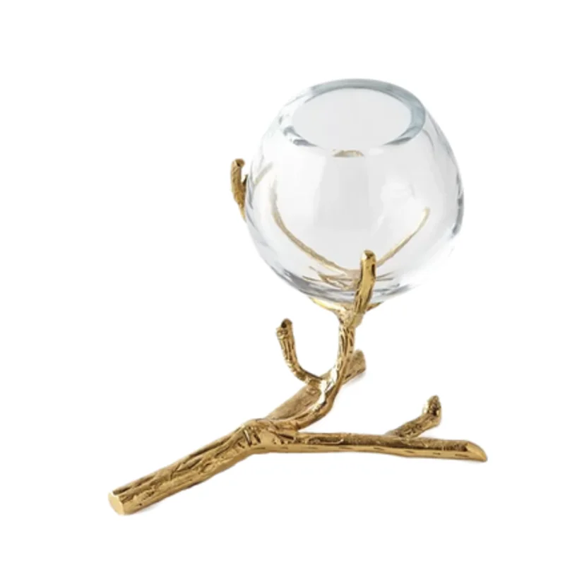 Art Deco Brass Vase with Glass Twig Holder Tabletop Decorative Feature