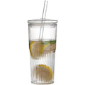 20 oz  Transparent  Borosilicate Glass Cup with Lid and Straw Cappuccino Cup Coffee Mug