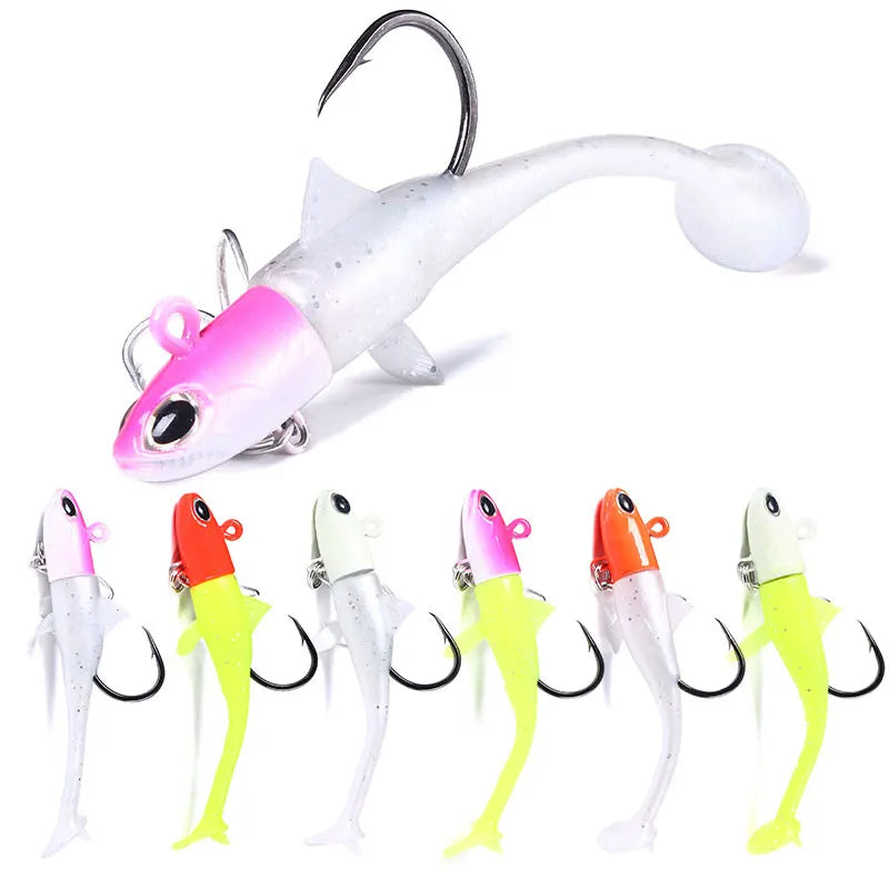 Wholesale SO086~090 28g 35g 45g 50g 55g Artificial Soft Plastic Baits Lead Jig Head Fishing Lures