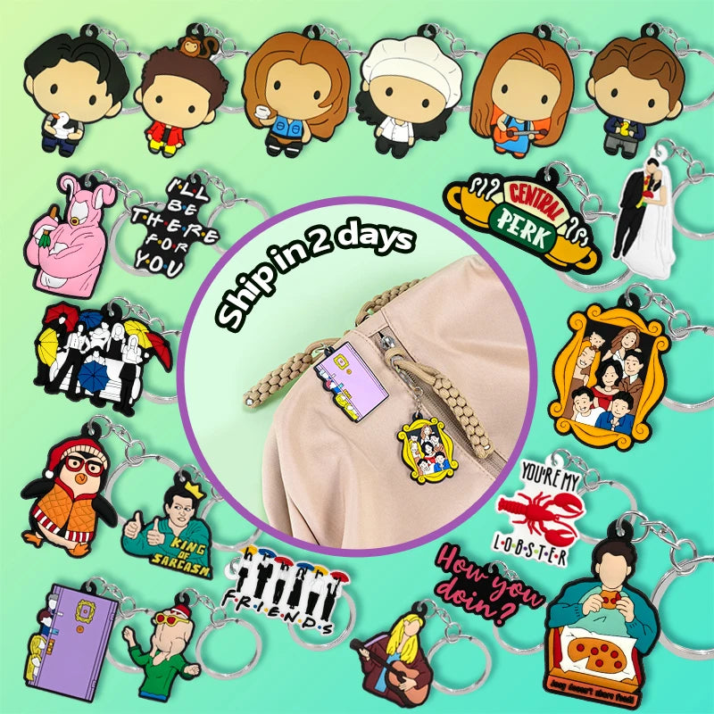 2025 New Trendy Fun Personalized Friend Themed Keychain Soft 2D Rubber Bag Accessory Gift for TV Show Lovers and Collectors