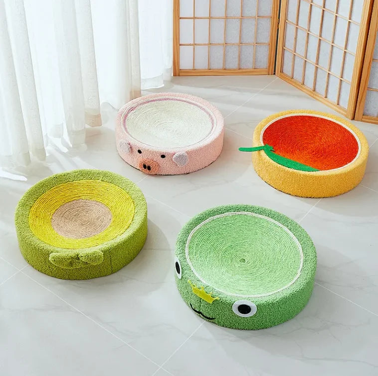 Sisal Cat Scratch Board Nest Cute Design Wear-resistant and Shavings Free Circular Cat Scratch Board Grinding Claws Pet Toy