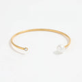 Waterproof Tarnish Free 18K PVD Gold Plated Dainty CZ Pearl Elegant Adjustable Cuff Bracelet for Women Fashion Jewelry MegaBDM