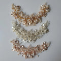 SLBRIDAL Handmade Ins Style Alloy Flower Leaf Rhinestones Crystal Pearls Bridal Hair Comb Wedding Hair Accessories Women Jewelry