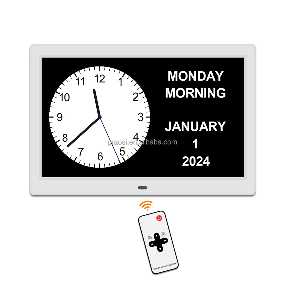 2024 New Customized Visually Impaired Dementia Calendar WiFi Clock 10 Inch With Weather Forecast