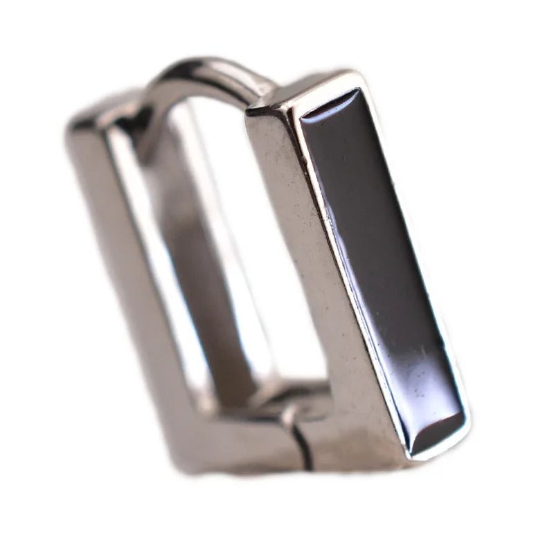 2024 New 925 Sterling Silver Square Black Ear Buckle Earrings Female Temperament Korean Student Jewelry Gift
